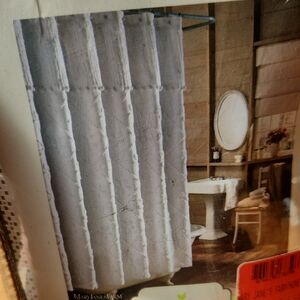 Chenille Mary Jane's Farm 100% Cotton Shower Curtain Ivory 72x72